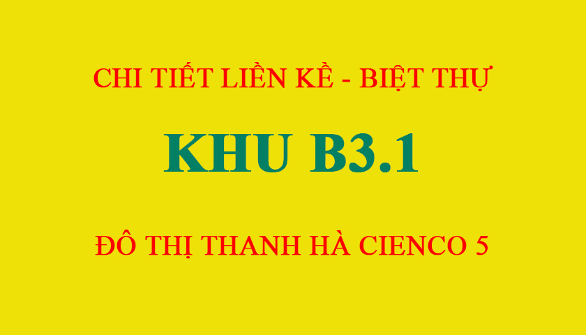 Bán biệt thự khu B 3.1 khu đô thị Thanh Hà